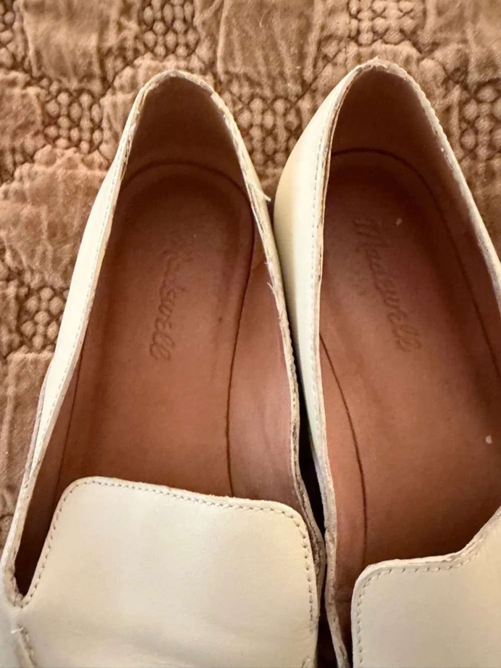 Madewell Ivory Leather Pointed Slip-On Loafers